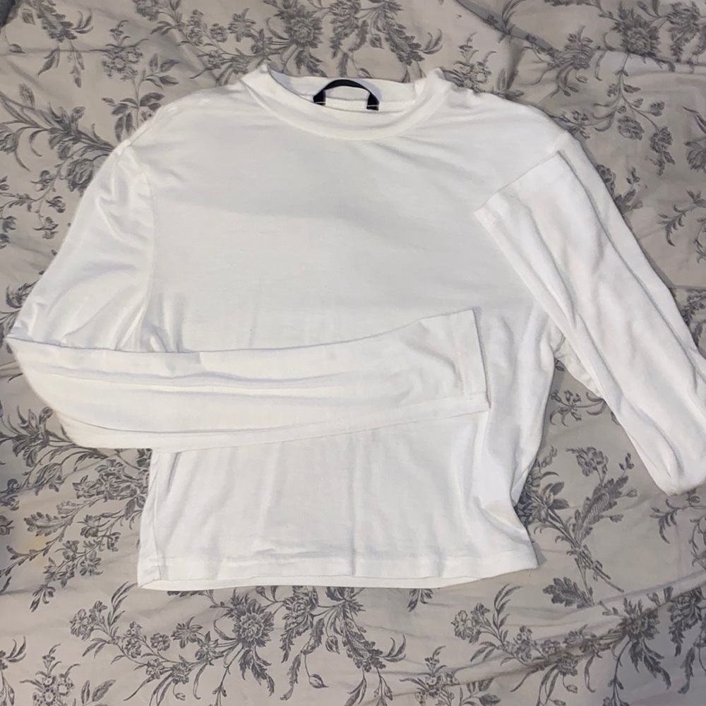 Cropped white long-sleeve